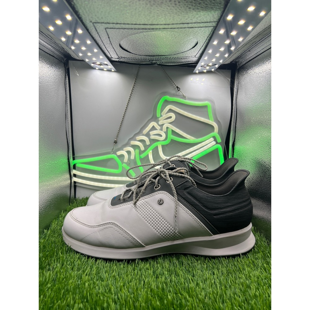FootJoy Stratos Mens 11 Wide White Grey Leather Spikeless Golf Shoes 50072